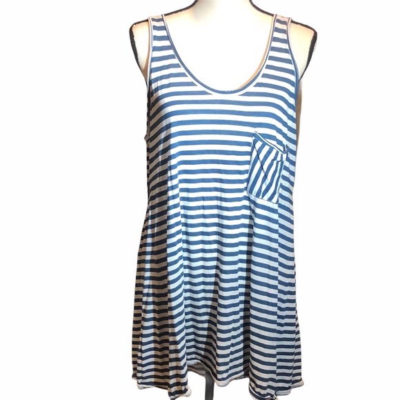 DEMYLEE PIMA COTTON BLUE/WHITE STRIPE TANK/TUNIC - Picture 1 of 13